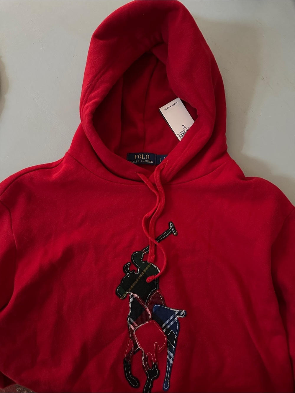 POLO RALPH LAUREN Plaid Big Pony Hoodie Red NWT Mens Large Classic Preppy - Picture 4 of 9
